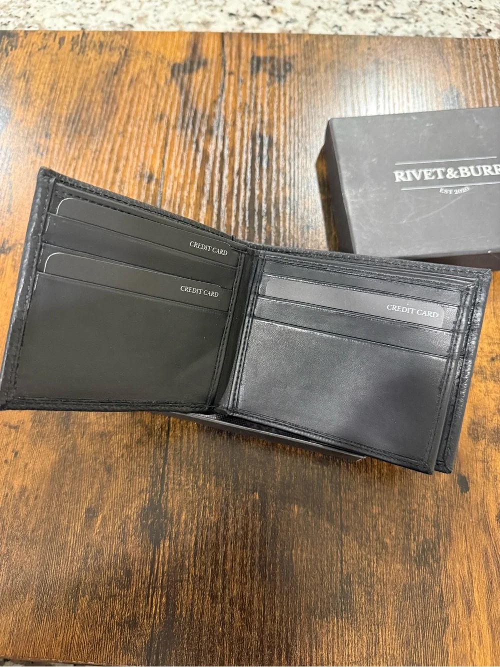 Men's Black Leather Card & Key Holder